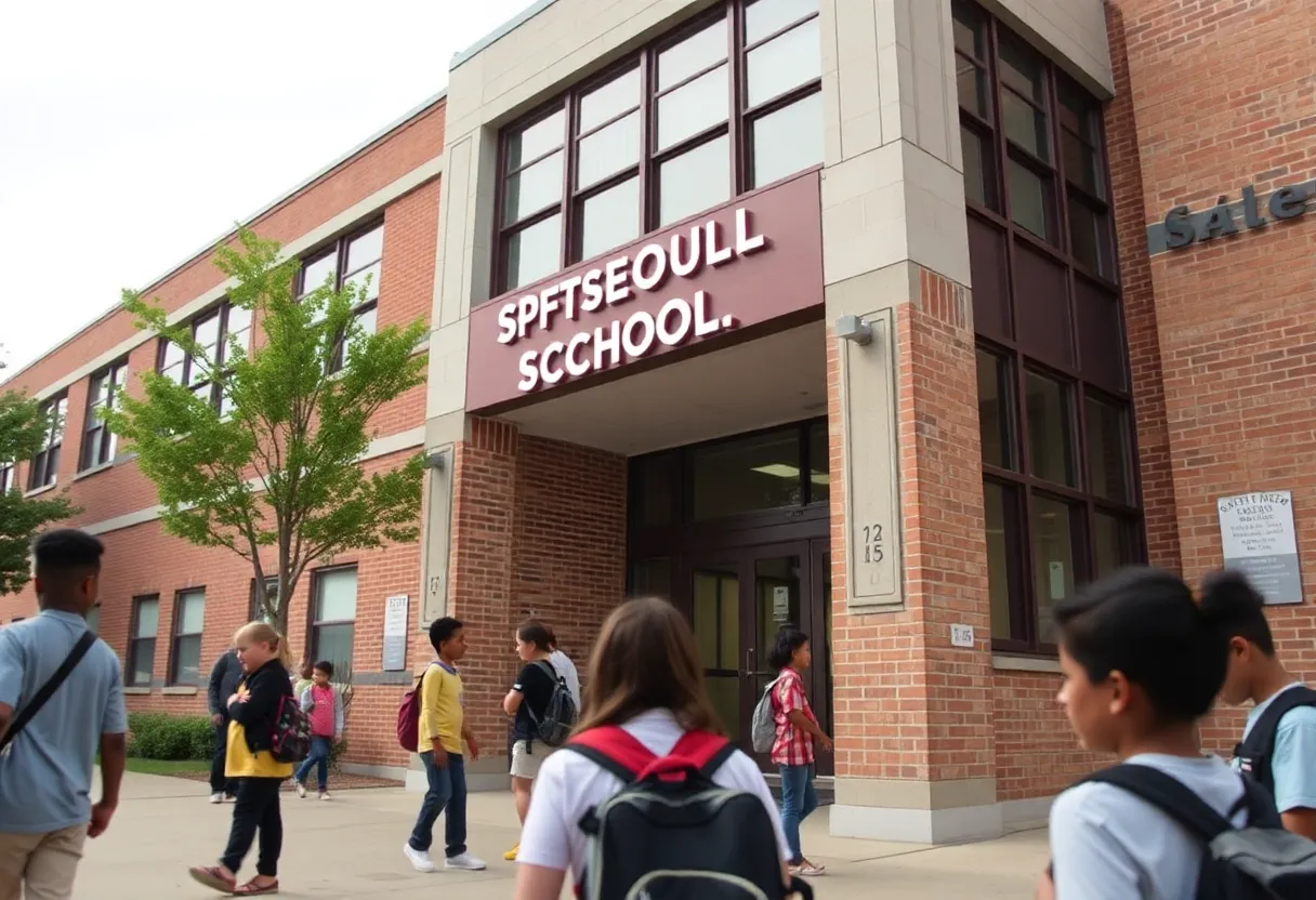 Students outside Charlotte-Mecklenburg Schools focusing on safety and education.