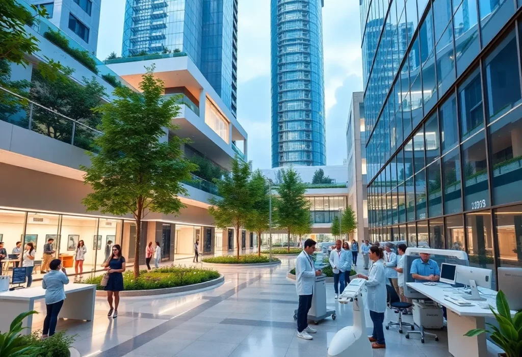 Aerial view of Charlotte's new medical school campus