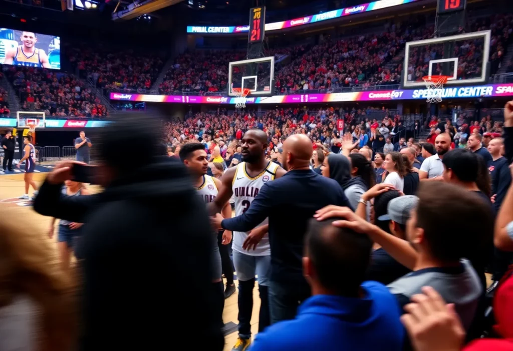 Basketball game altercation at Spectrum Center in Charlotte.