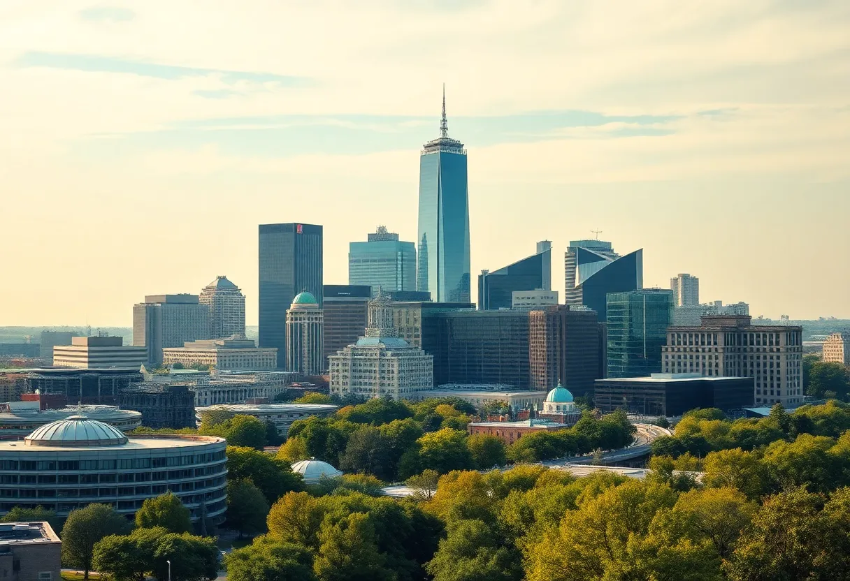 Skyline of Charlotte, NC, representing the design industry