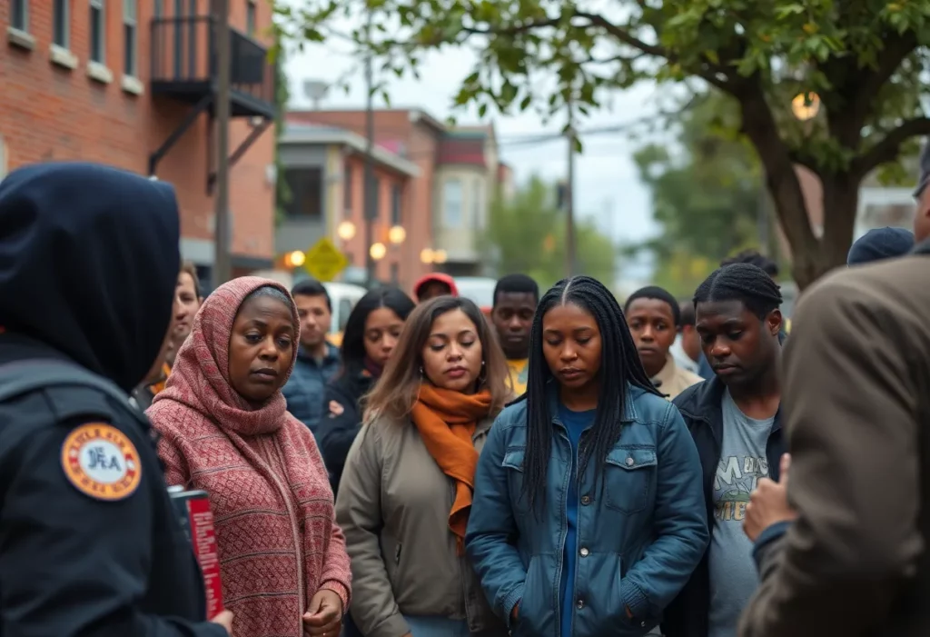 Community members supporting each other in Charlotte after a tragedy