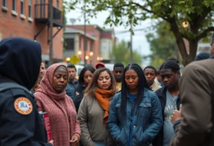 Community members supporting each other in Charlotte after a tragedy