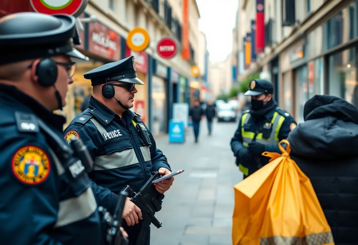 Police officers at a retail store during a theft operation in Charlotte