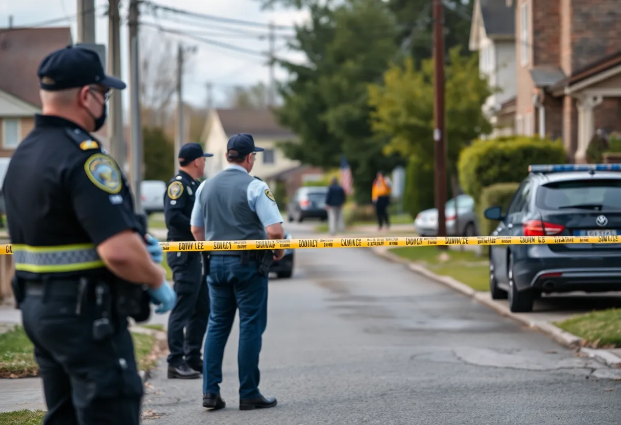Police officers investigating a shooting scene in Charlotte