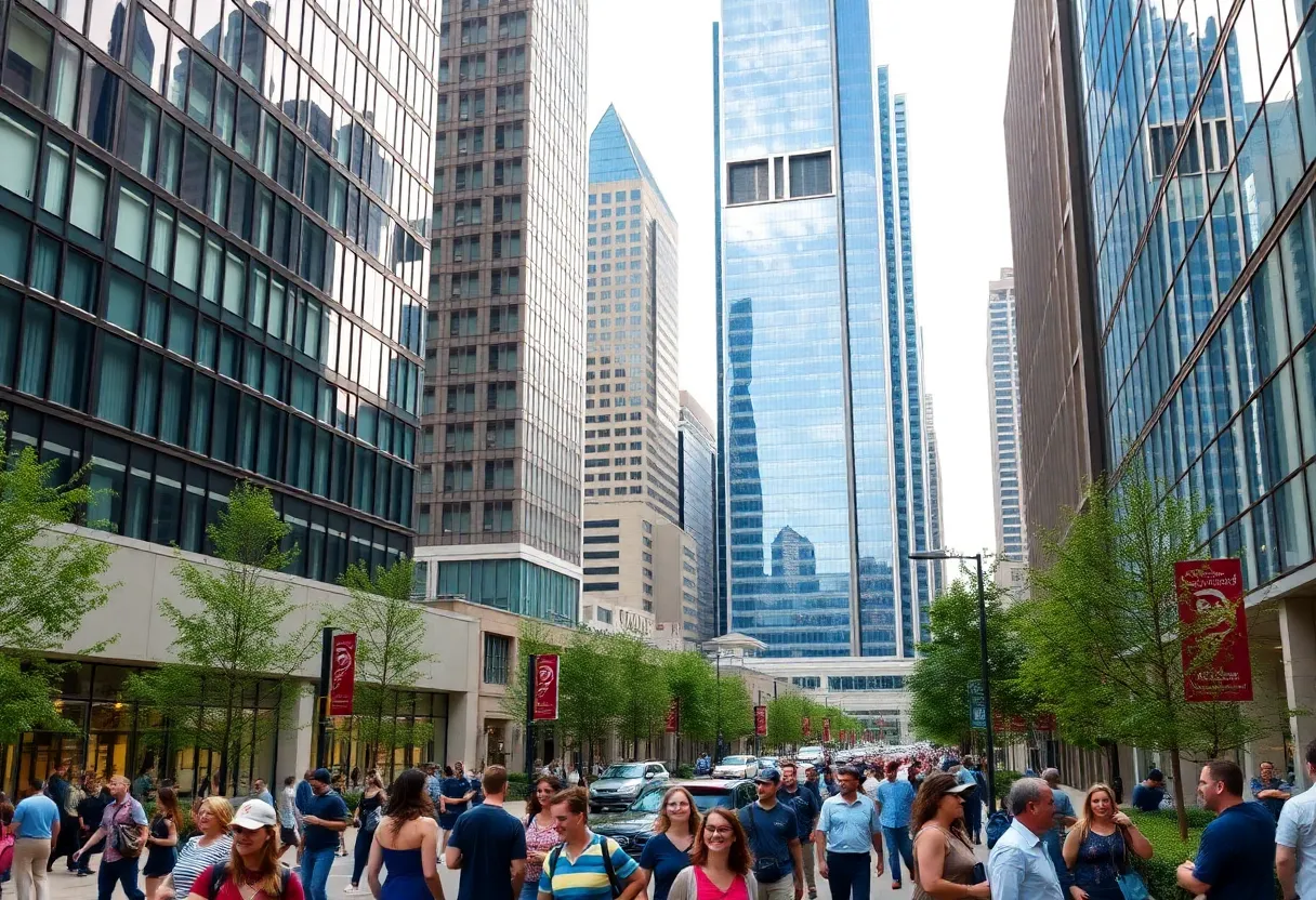 Urban scene in Charlotte NC highlighting technology and entrepreneurship