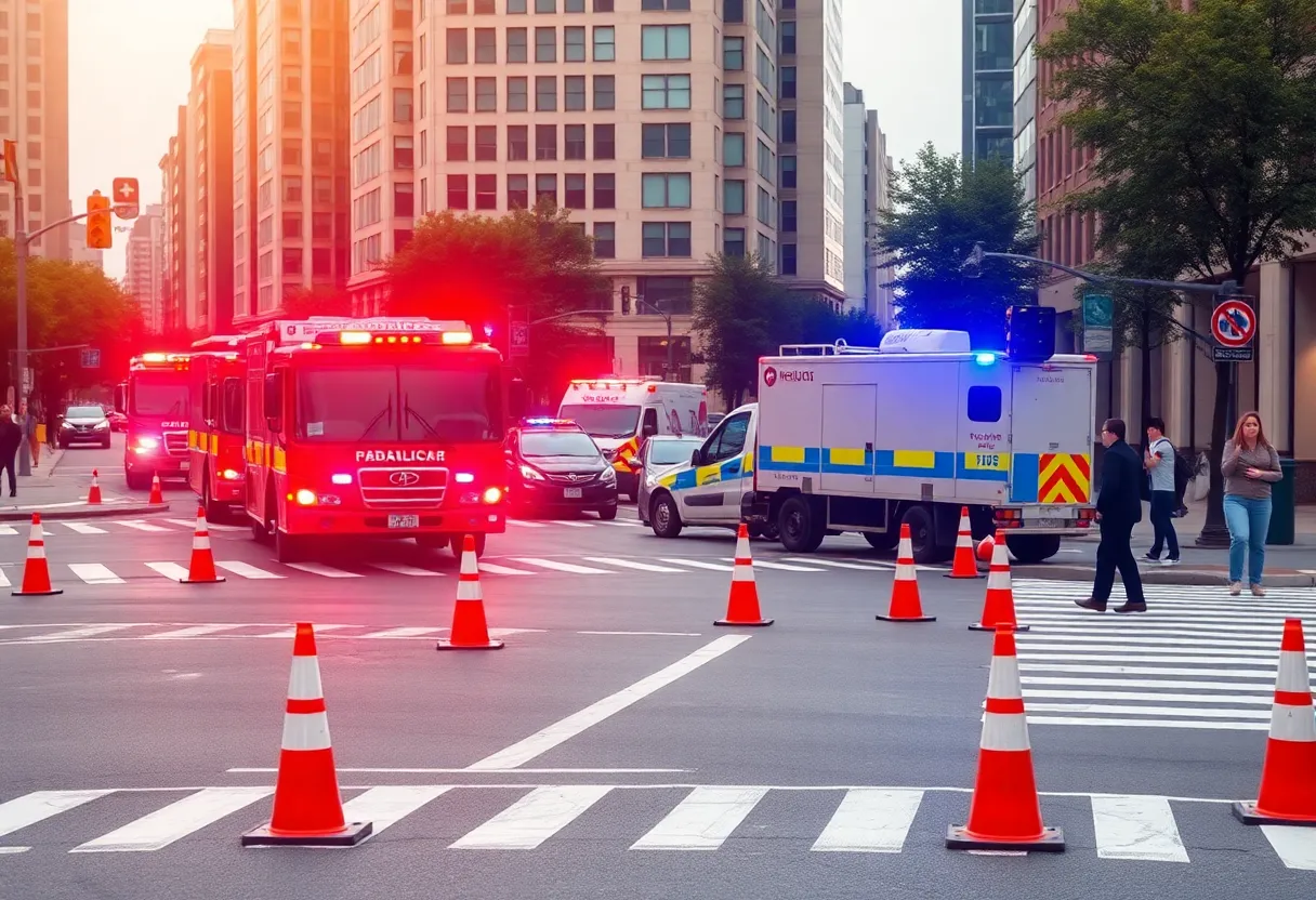 Emergency vehicles at the scene of a traffic accident in Charlotte