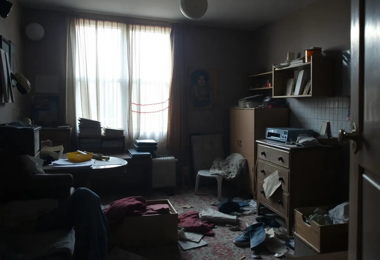 Room showing signs of neglect and uncleanliness