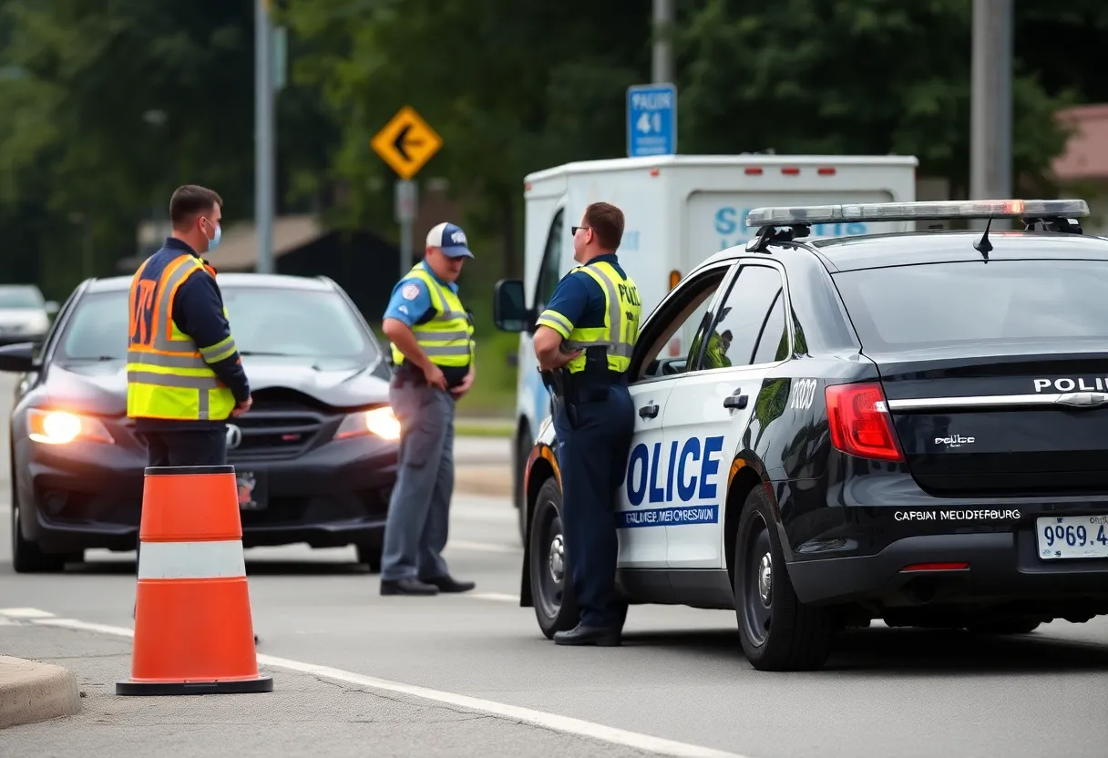 Charlotte-Mecklenburg Police Department Civilian Crash Investigation vehicle at a traffic incident.