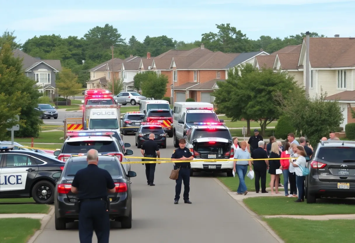 Police officers at the scene of a shooting in Concord
