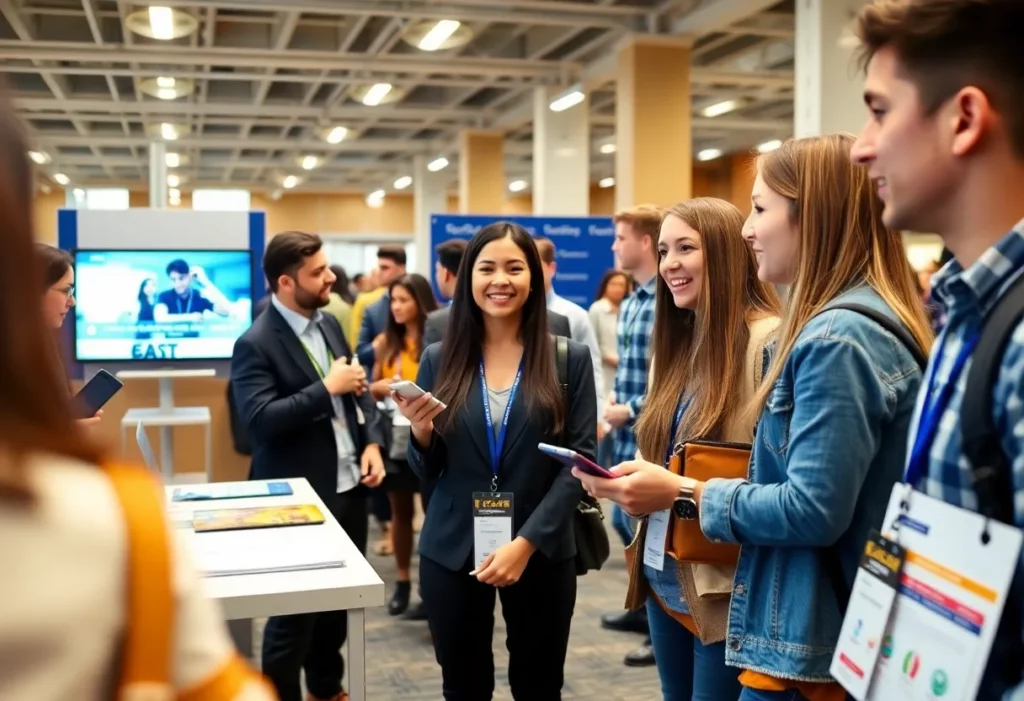Students participating in a career fair at Elon University