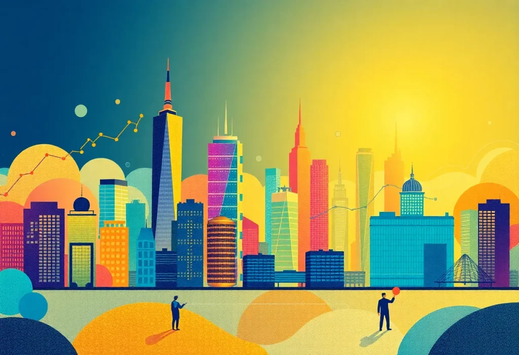 Illustration of financial growth and innovation in banking