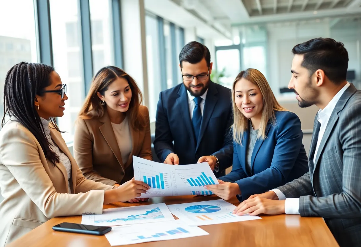 Business team discussing financial strategies