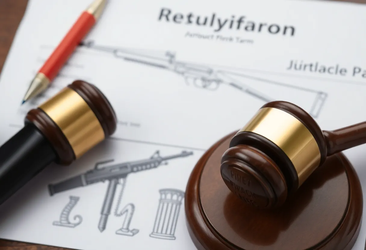 Illustration of firearm purchase regulations including legal documents.