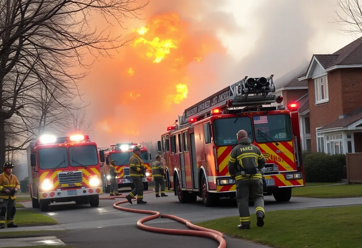 Charlotte firefighters extinguishing a major fire in south Charlotte.