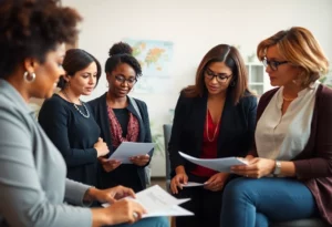 Women collaborating on foster care reform initiative