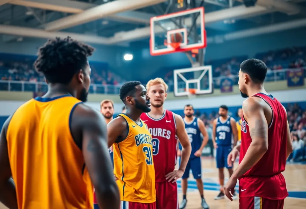 Charlotte Hornets players in an engaged strategy meeting
