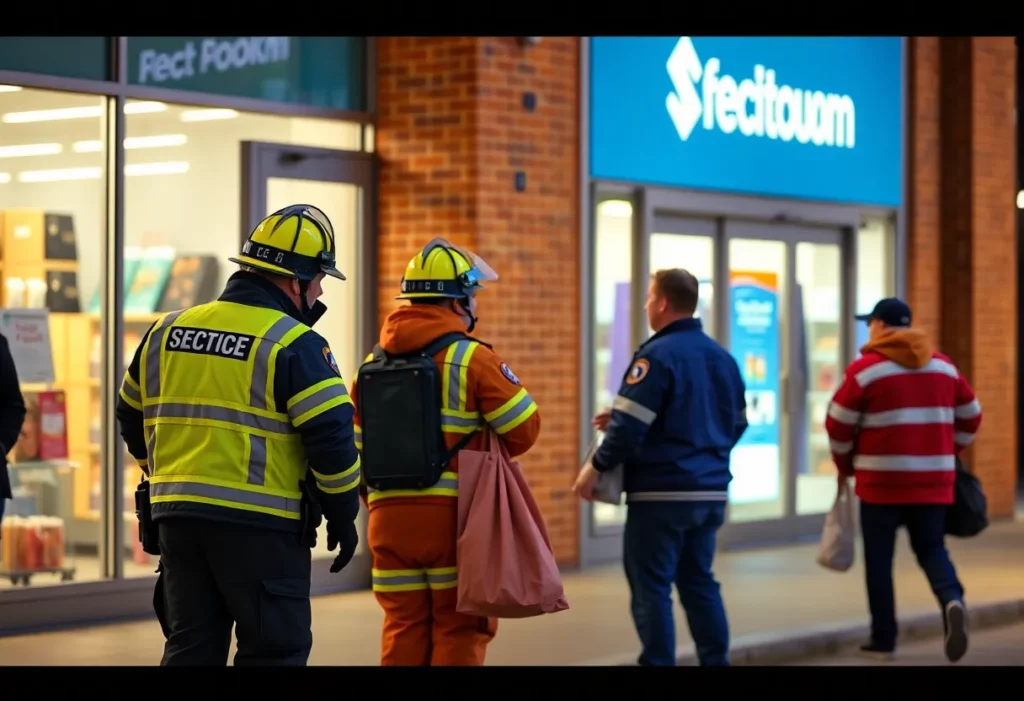 Emergency responders at the scene of a carbon monoxide leak outside a Target store
