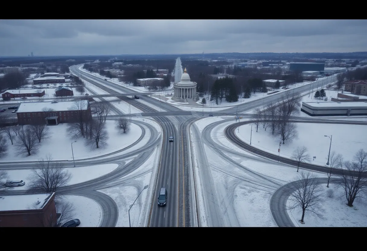 Iced roads in Charlotte following a winter storm.