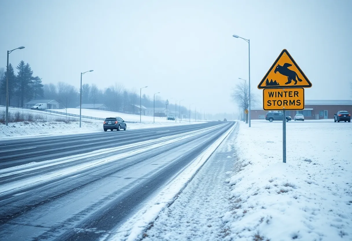 Icy roads in Gastonia during a winter storm warning