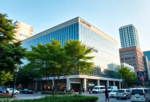 Architectural rendering of the new insurance company headquarters in SouthPark