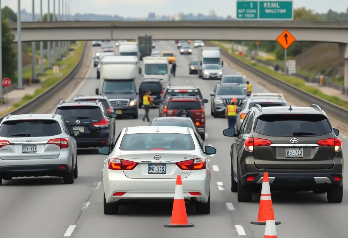 Accident on Interstate 85 South involving multiple vehicles