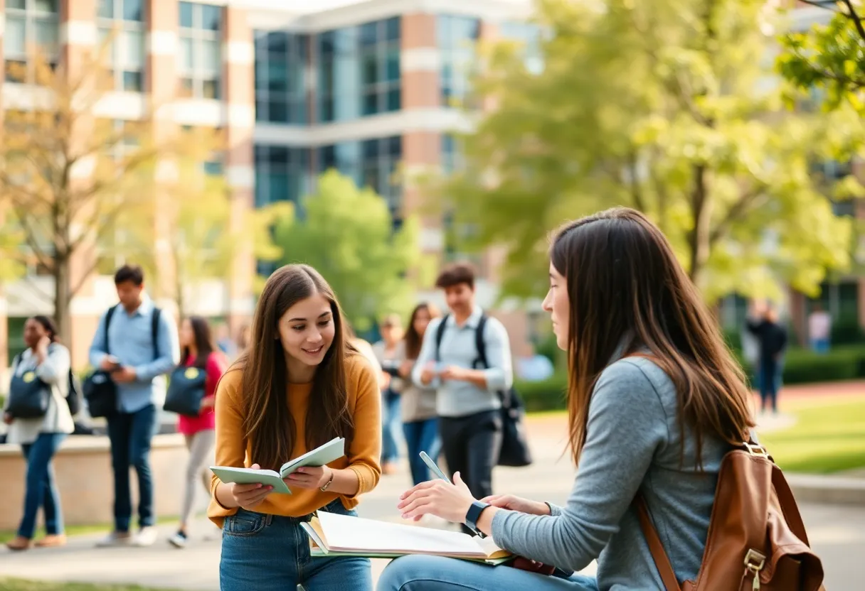 Students engaged in campus activities at James Madison University