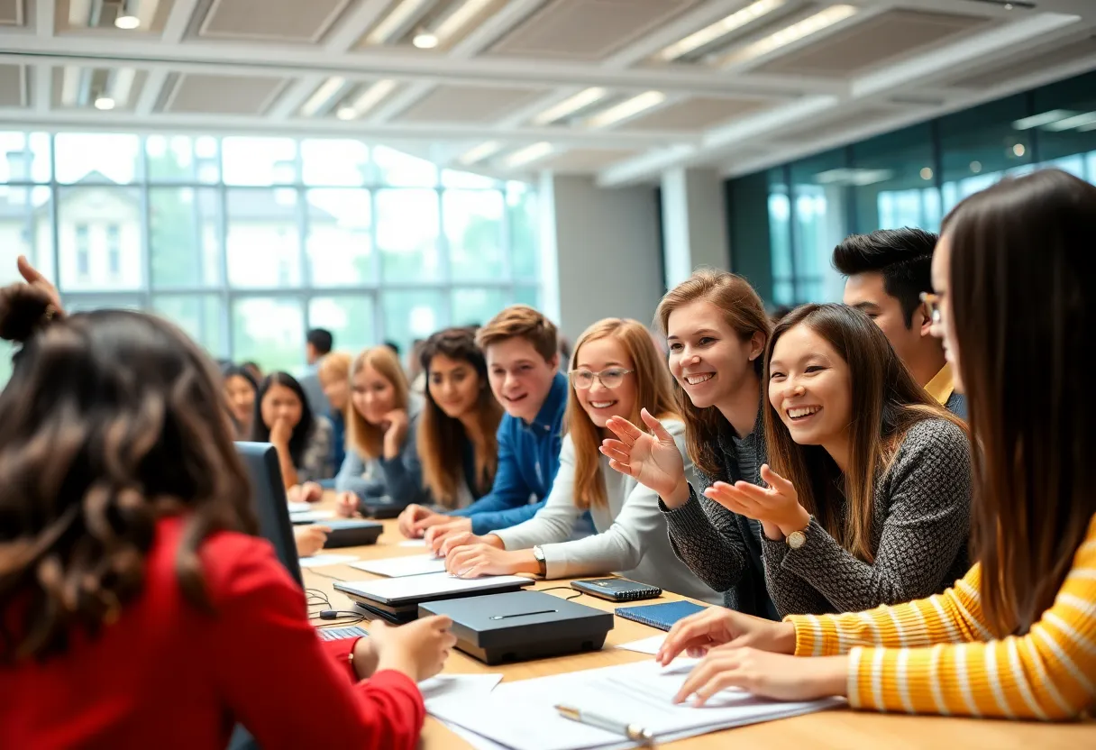 Students engaged in the Venture Valley business simulation competition at JCSU.