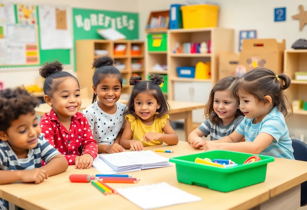Children participating in kindergarten readiness activities in Charlotte