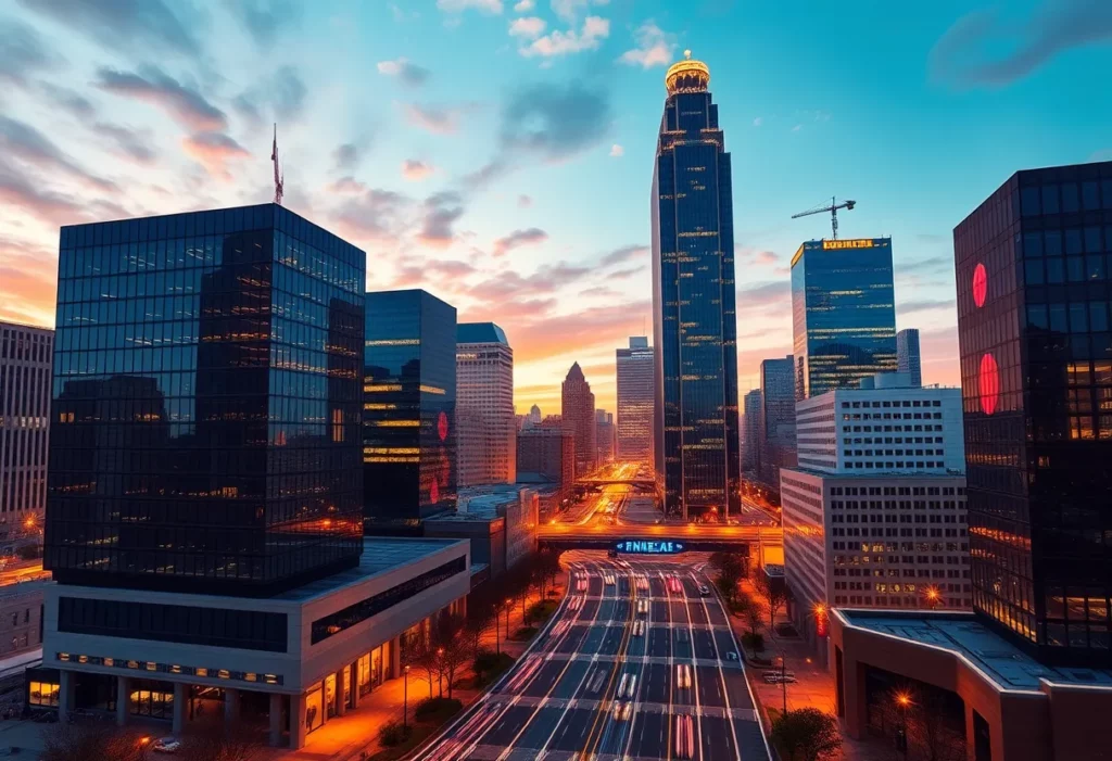 Concept image of financial innovation in Charlotte with advanced technology