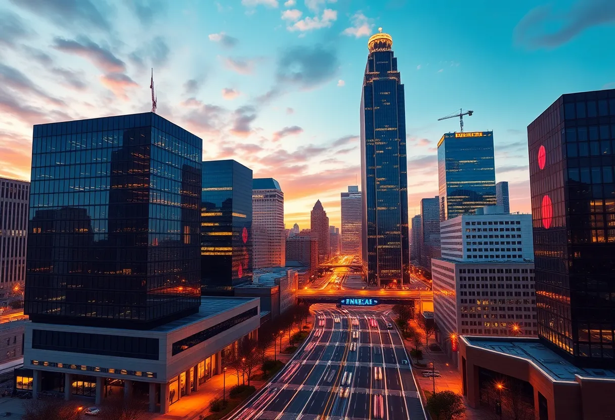 Concept image of financial innovation in Charlotte with advanced technology