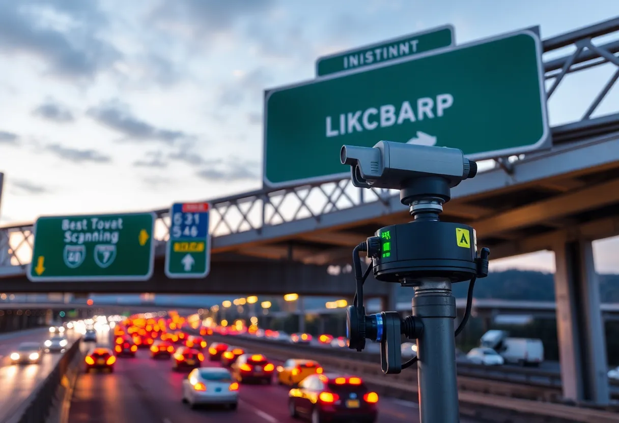 LiDAR technology inspecting overhead signs on I-77 highway.