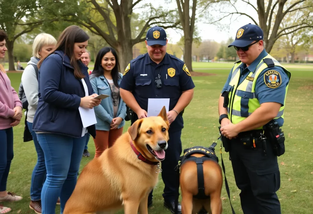 Community members engaged in a voting event for naming a K-9 officer.