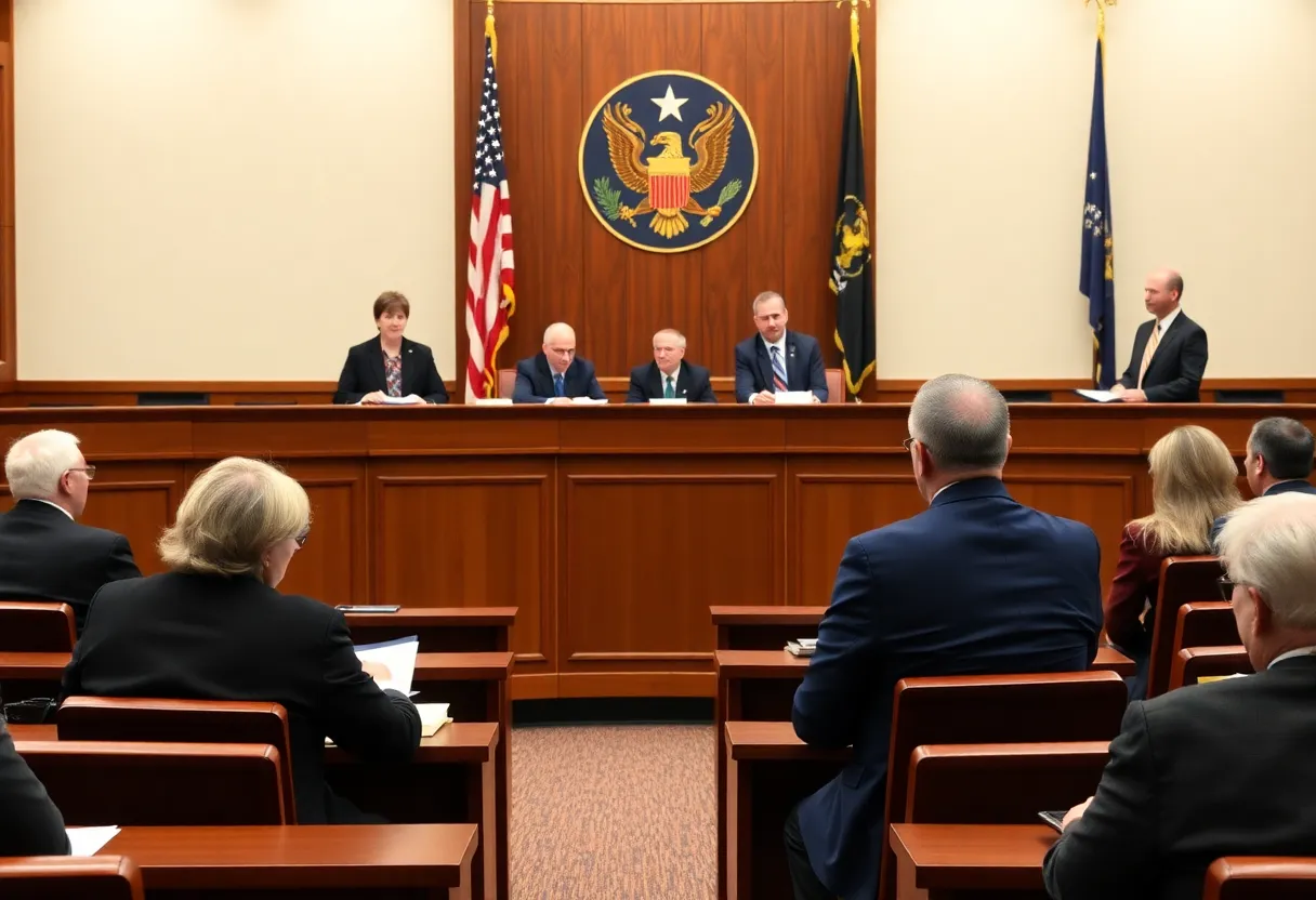 Candidates discussing judicial elections in Mecklenburg County's courtroom