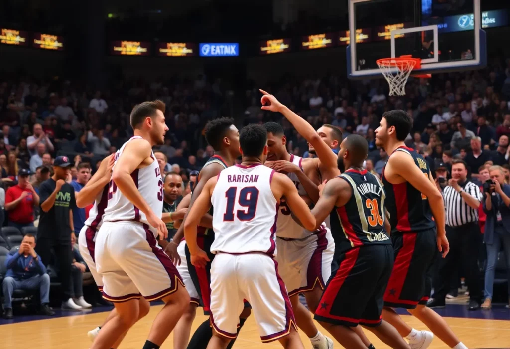 On-court basketball altercation during a game