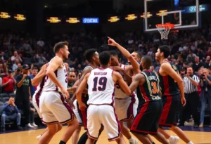On-court basketball altercation during a game