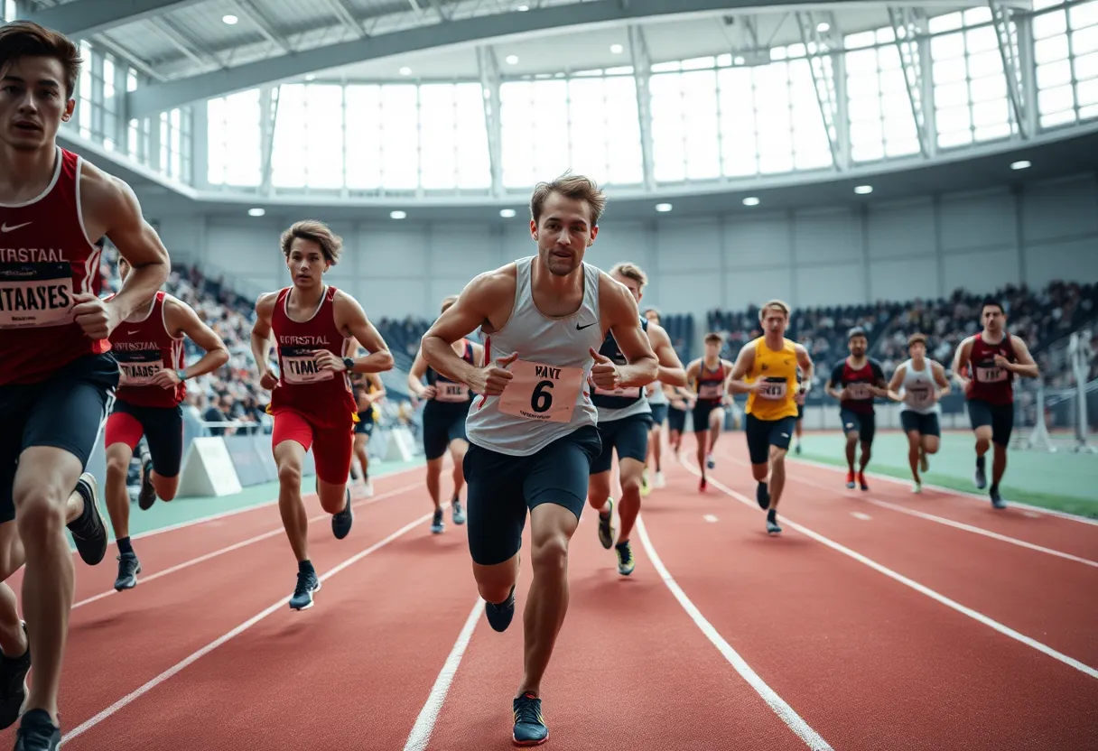 Athletes competing in the NCISAA Indoor Track Championships