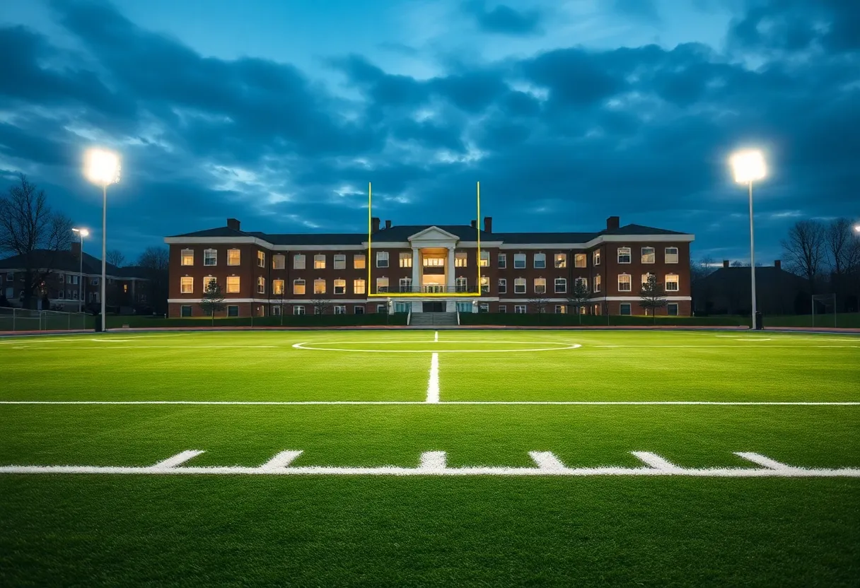 North Carolina A&T football field under stadium lights