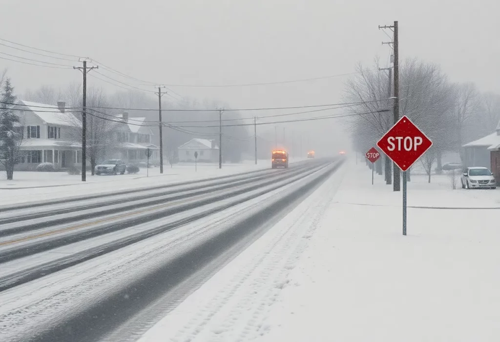 Snow-covered streets in North Carolina highlighting severe winter weather conditions
