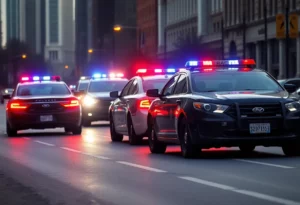 Police vehicles during a chase in Charlotte