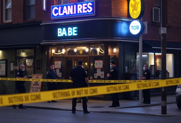 Police investigating a shooting scene outside a bar in Port Charlotte