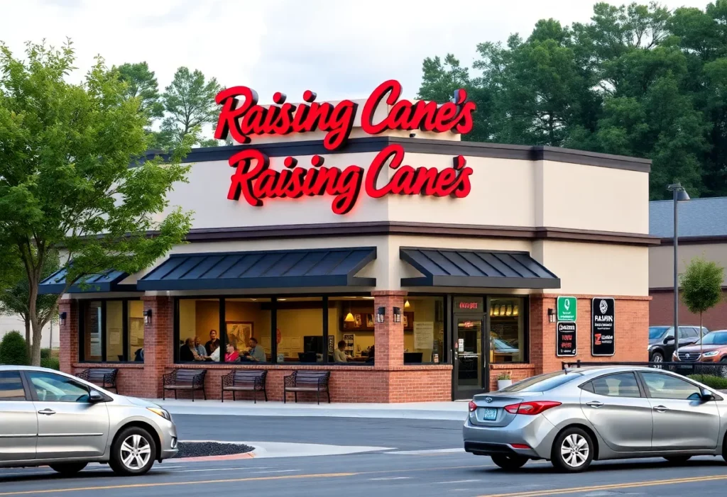 Exterior of Raising Cane's restaurant in Rock Hill, SC