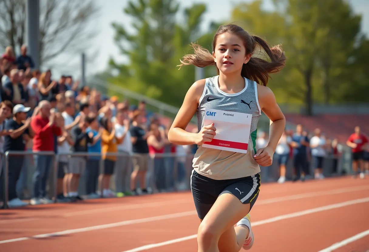 NC State track athlete Sadie Engelhardt in action during a race