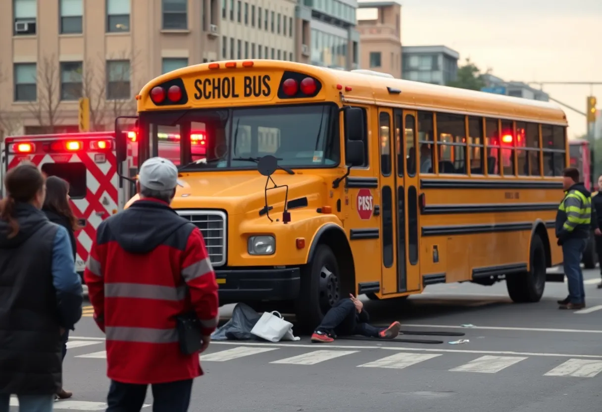 Emergency services responding to a school bus crash in Charlotte.