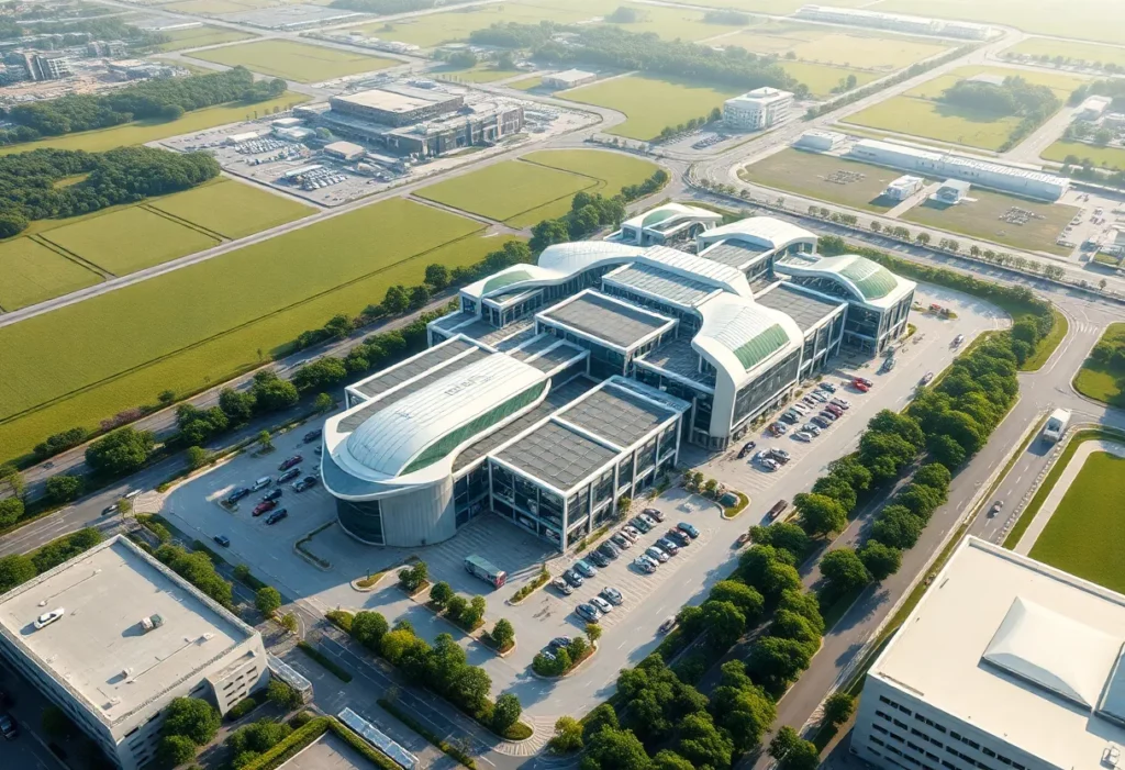 Futuristic automotive manufacturing plant in Charlotte