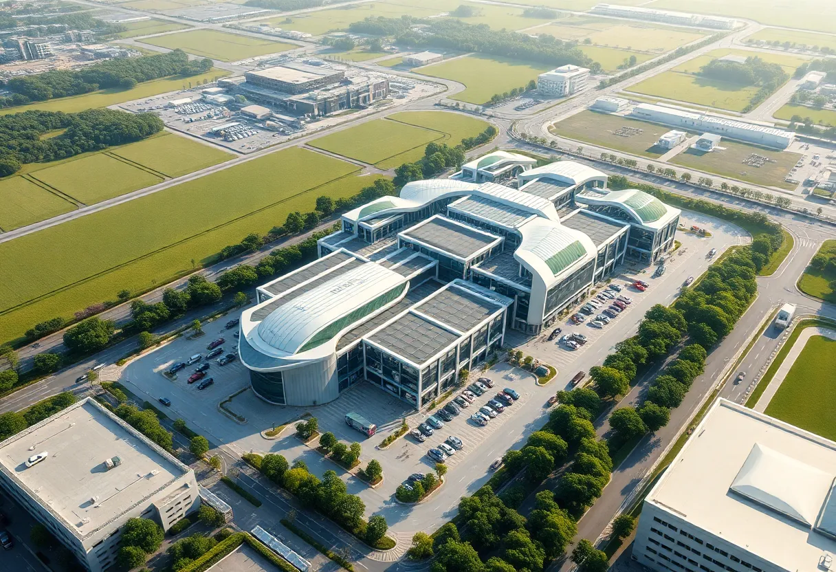 Futuristic automotive manufacturing plant in Charlotte