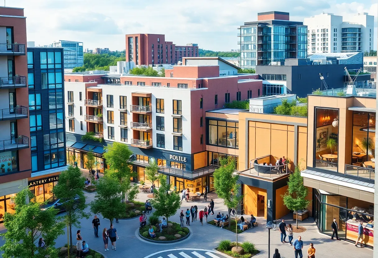 Rendering of the mixed-use development in SouthPark, Charlotte