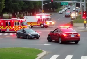 Emergency responders at a traffic accident in Charlotte, NC