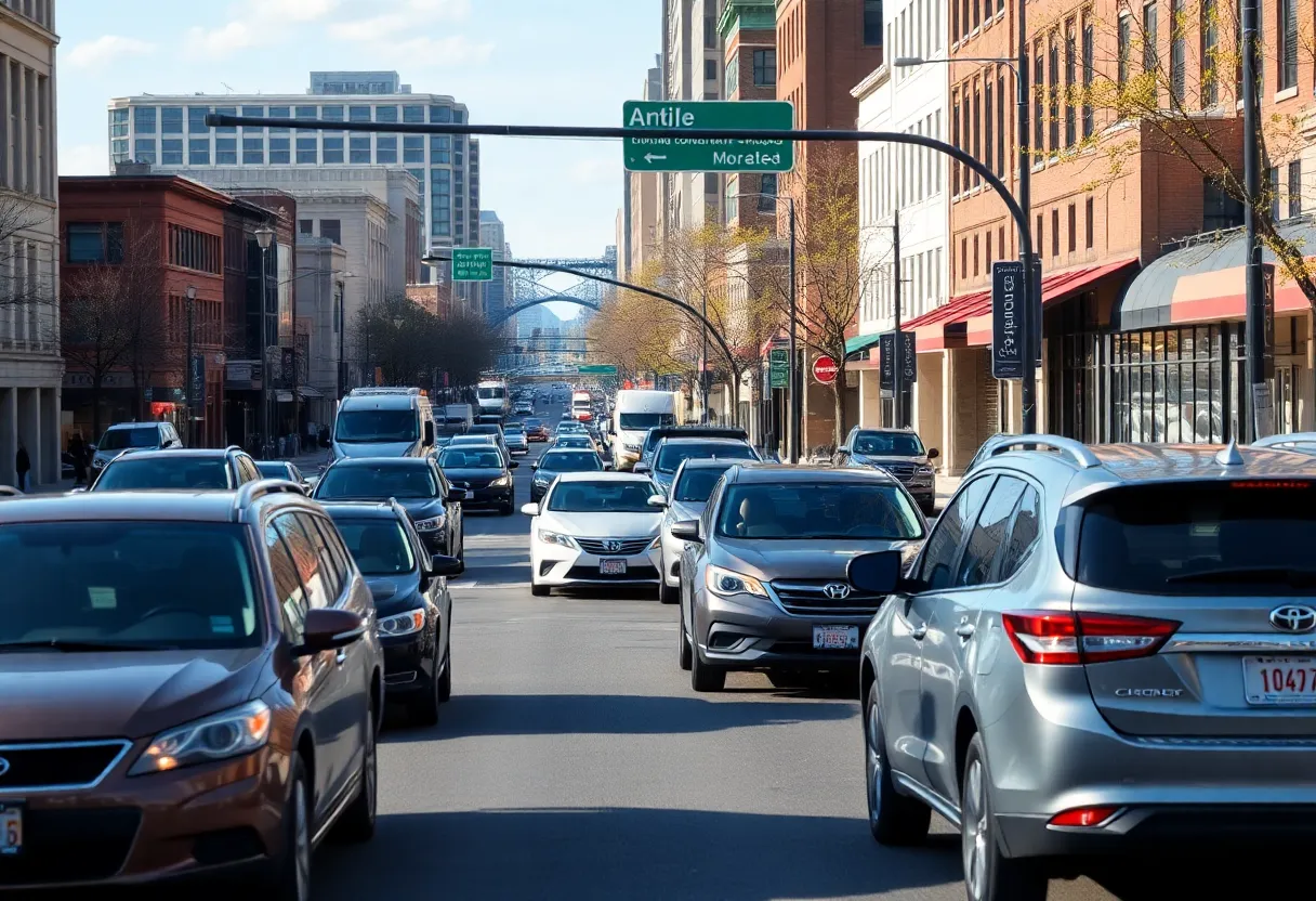 Traffic on West Morehead Street after reopening