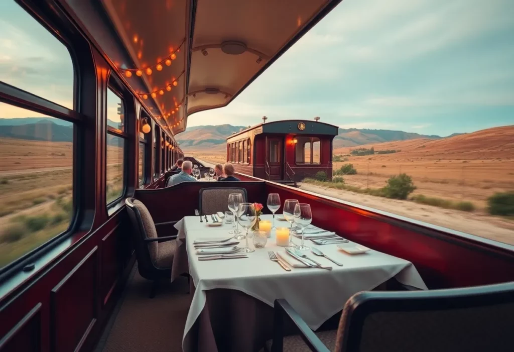 Romantic dining aboard a vintage train at the Wine & Dine on the Rails event